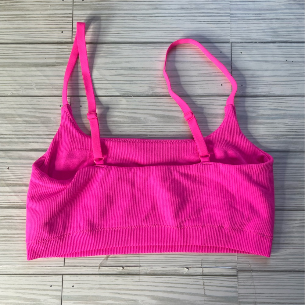Aerie neon pink ribbed seamless bralette Medium - Picture 4 of 5